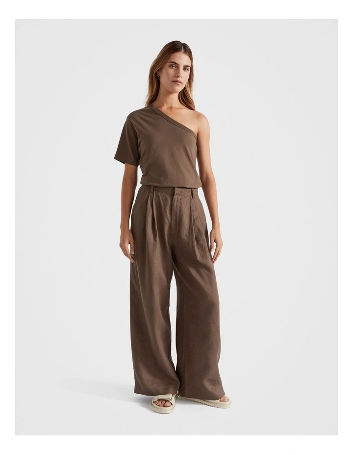 One Shoulder Boxy Tee in Cappuccino
