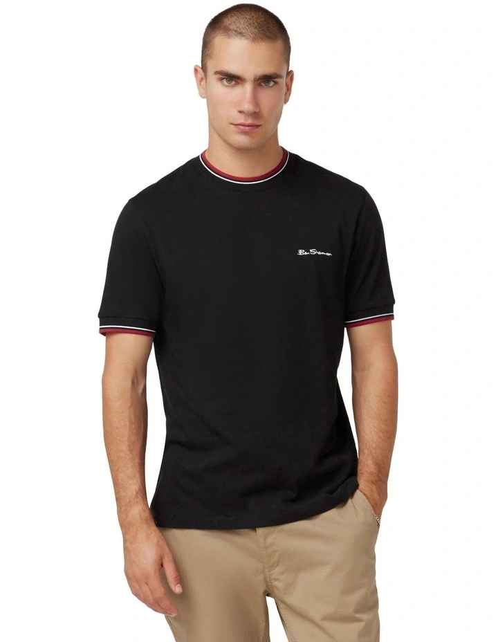 Signature Tipped Tee in Black