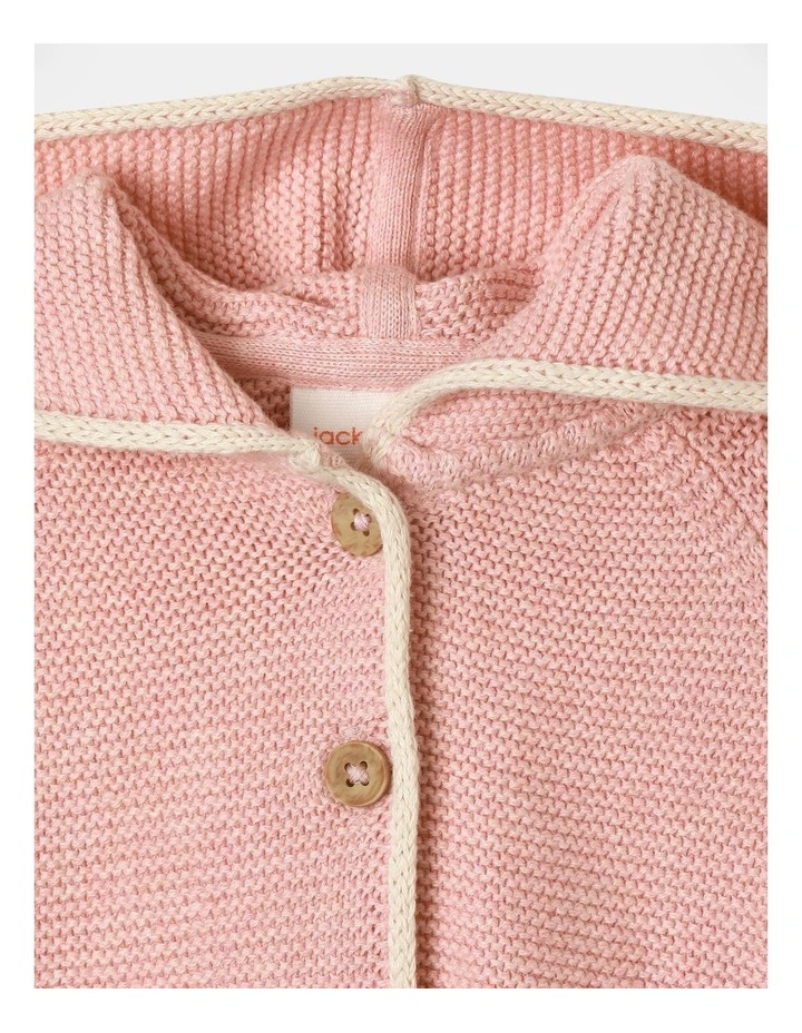 Milo Knitted Hooded Cardigan in Pink