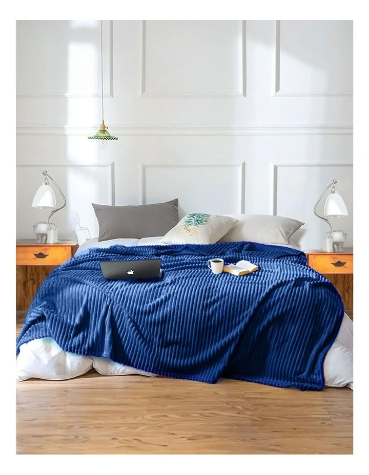 Stripped Pattern Warm Thin Throw Blanket in Blue