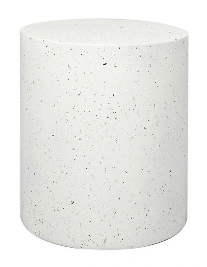 Magnesia Stone Concrete Terrazzo Round Side Table in White