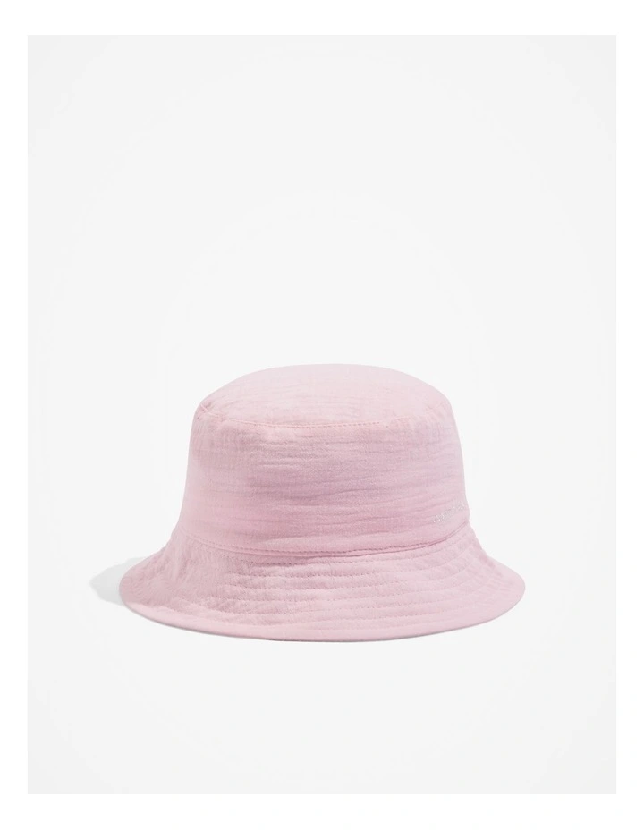 Organically Grown Cotton Textured Bucket Hat in Pink Tint