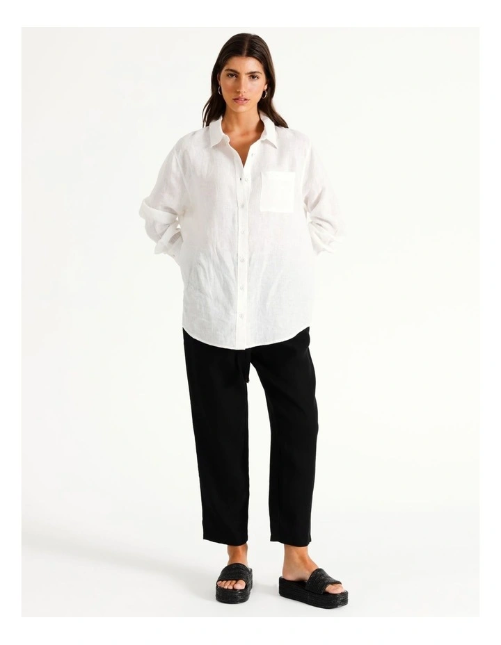 Relaxed Tapered Linen Pant in Black