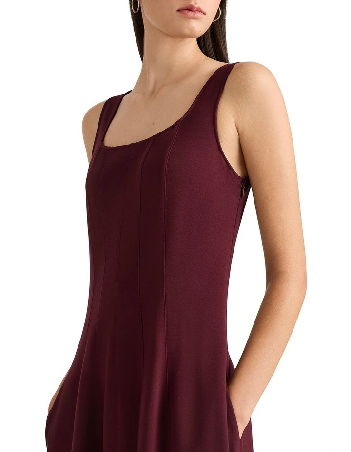 Jett Ponte Midi Dress in Merlot