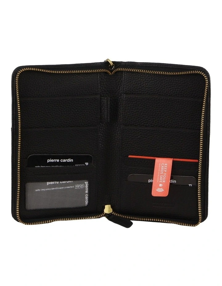Italian Leather Passport Wallet in Black