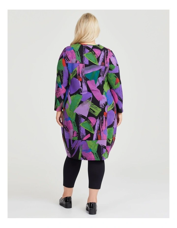 Abstract Natural Tulip Dress in Print