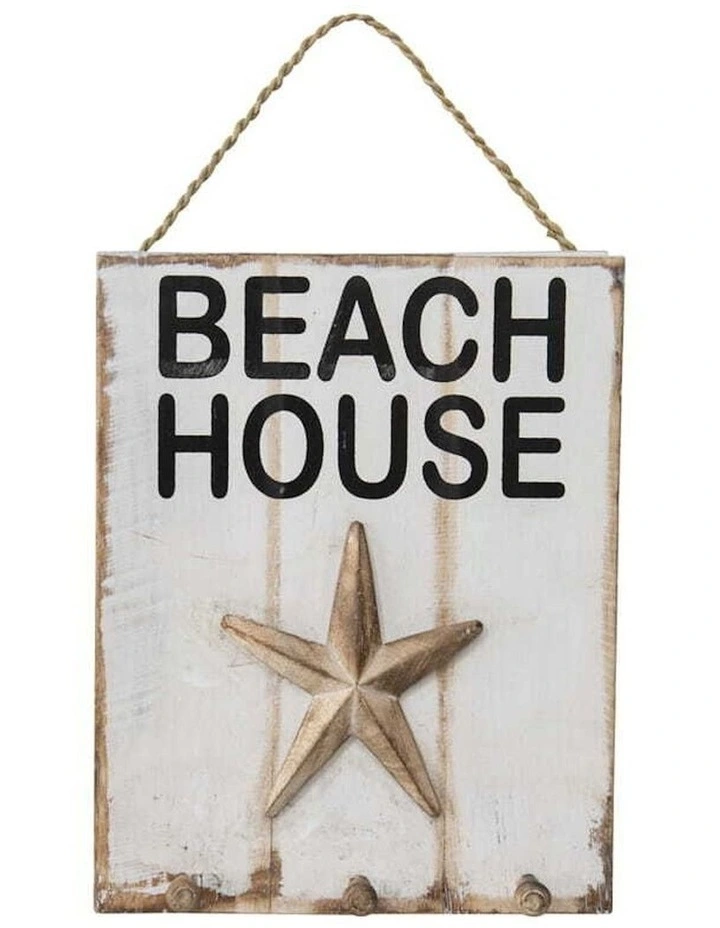 Handmade Beach House 3D Sign Wall Art in Multi