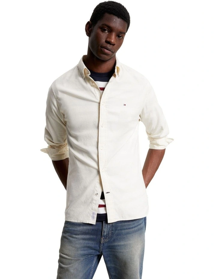 Flex Brushed Twill Long Sleeve Shirt in Beige