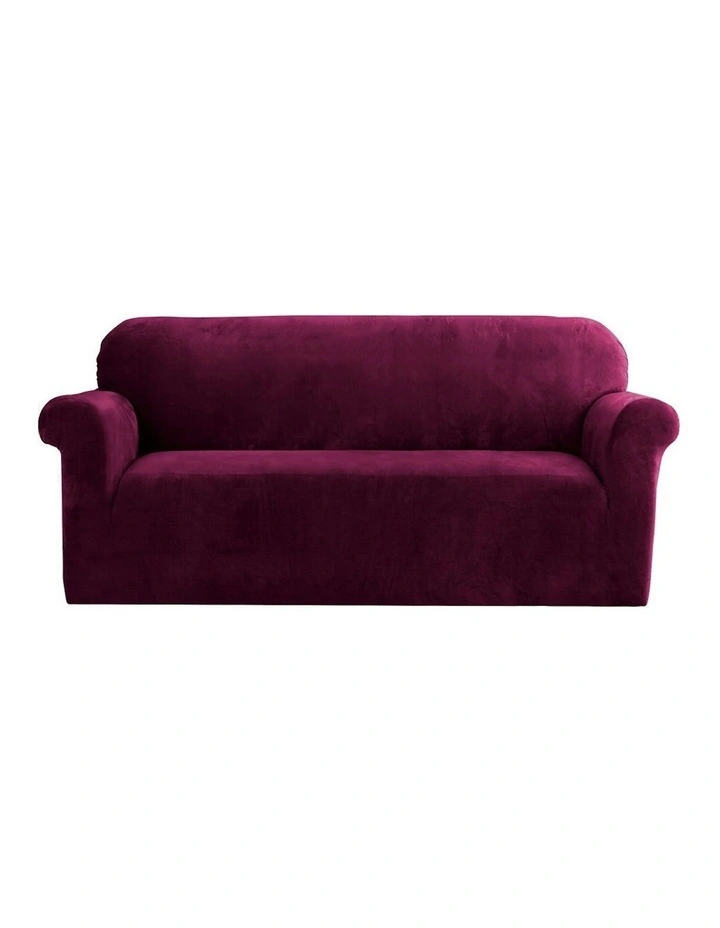 3 Seater Velvet Sofa Cover in Ruby Red