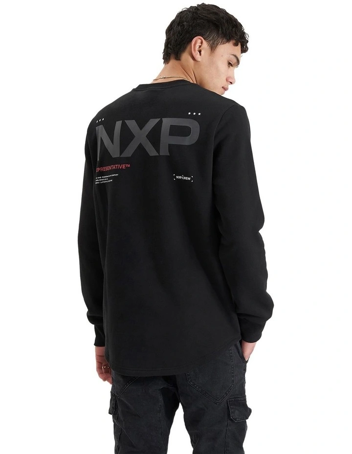 Adjacent Dual Curved Sweater in Black