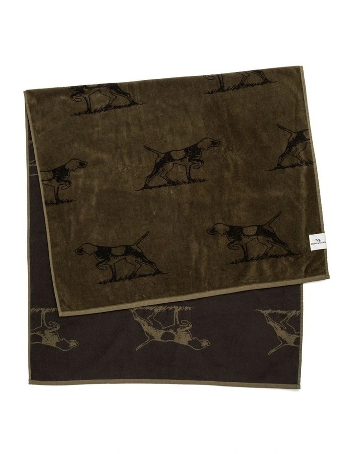 Dog Days Beach Towel in Olive/Black