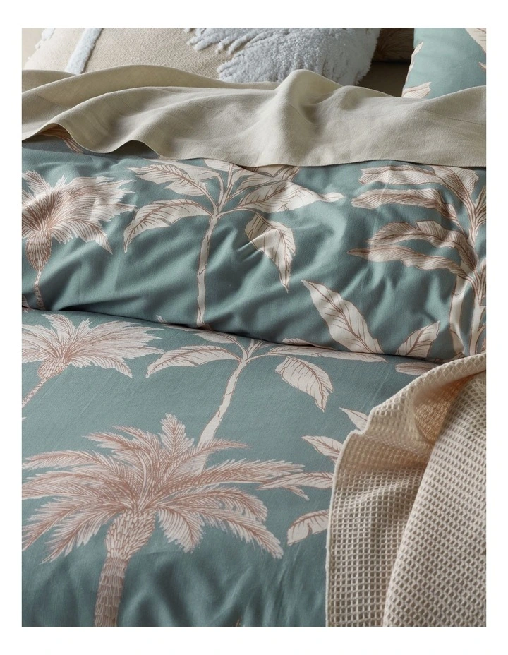 Bermagui Palm Print Quilt Cover Set in Blue