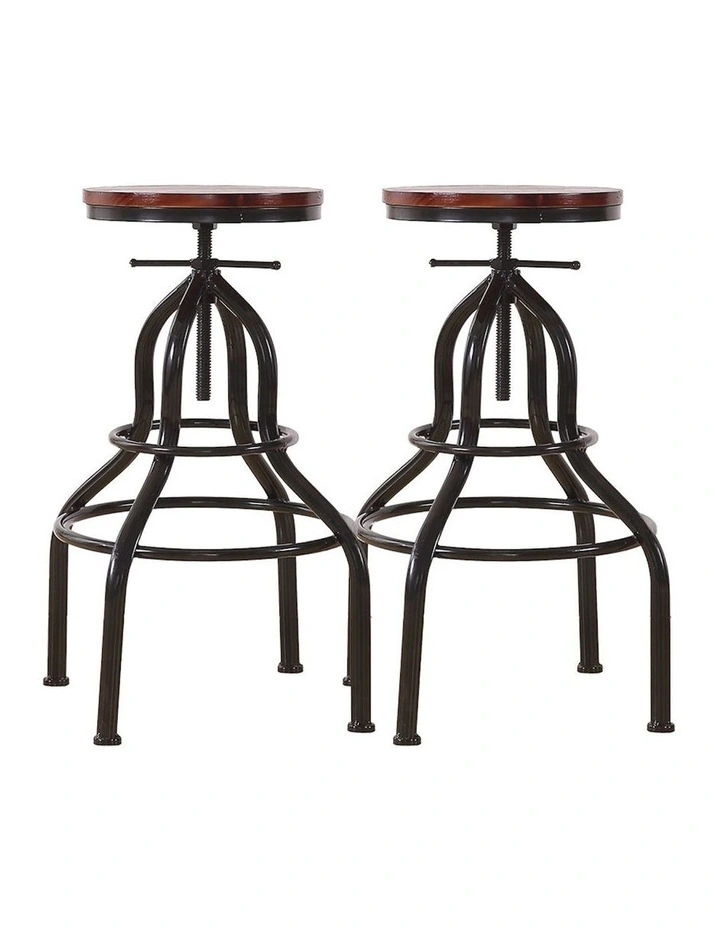 Kitchen Wooden Leather Barstools in Black/Brown