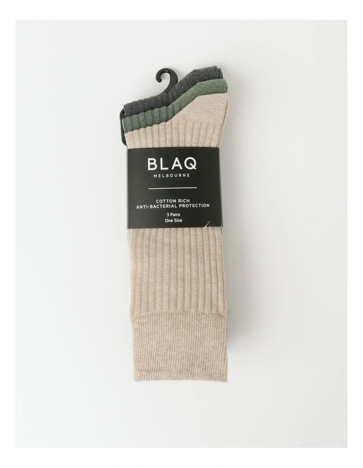 3 Pack Marle Rib Socks in Assorted