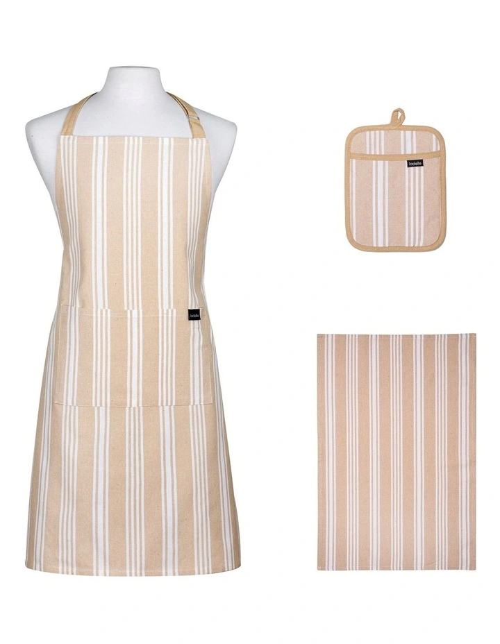 Eco Stripe Kitchen Accessories Promo Pack in Latte