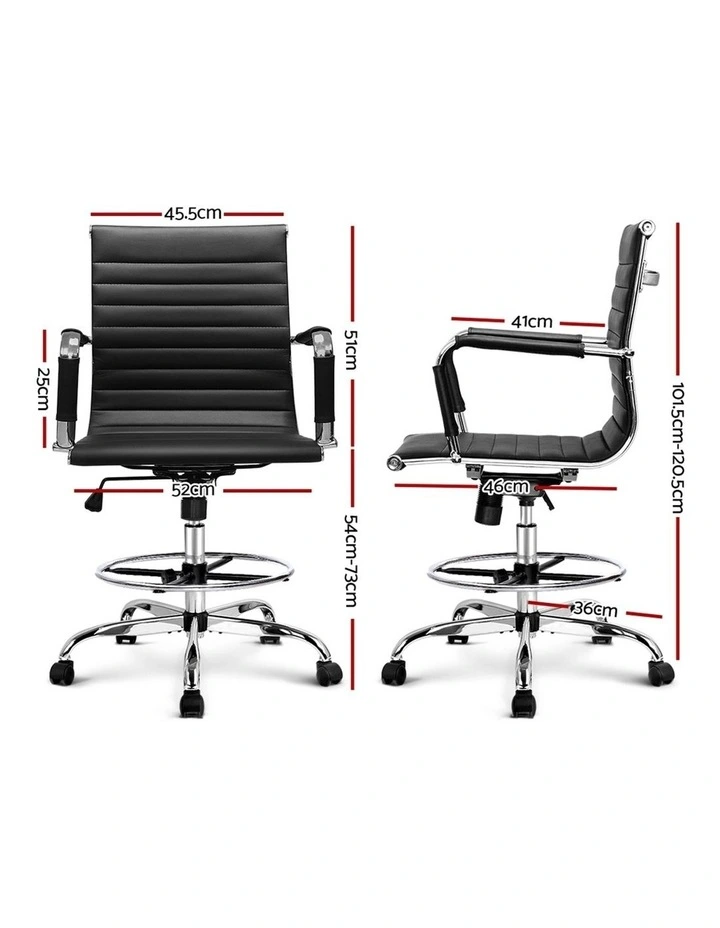Office Chair Veer Drafting Stool Mesh Chairs Armrest Standing Desk Black