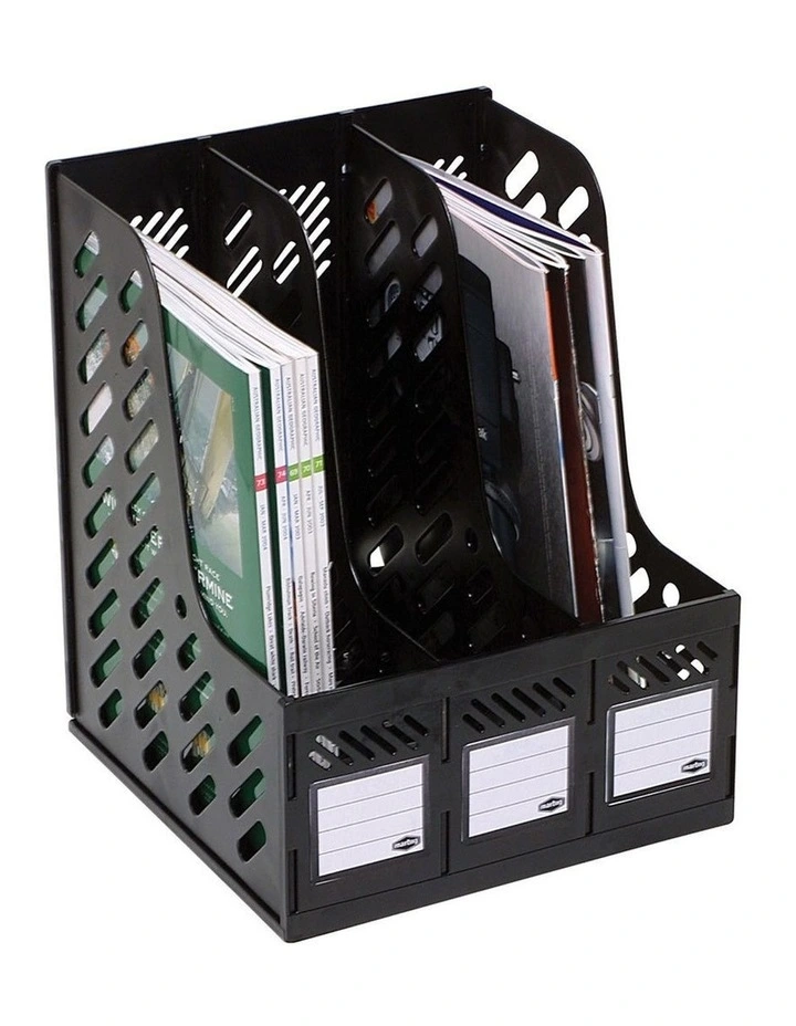 Magazine/Papers/Documents 3 Section Rack/Organiser Home/Office Black