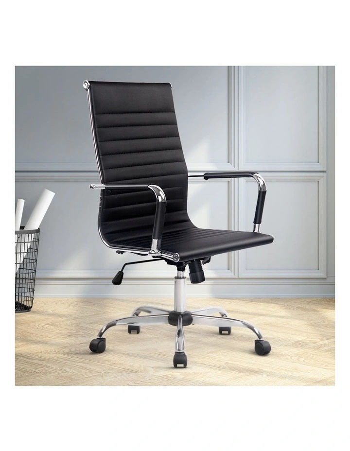 PU Leather High Back Office Chair in Black