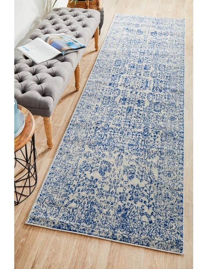 Evoke Frost Blue Transitional Runner Rug