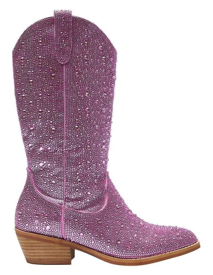 Parton Western Boots in Pink Rhinestone