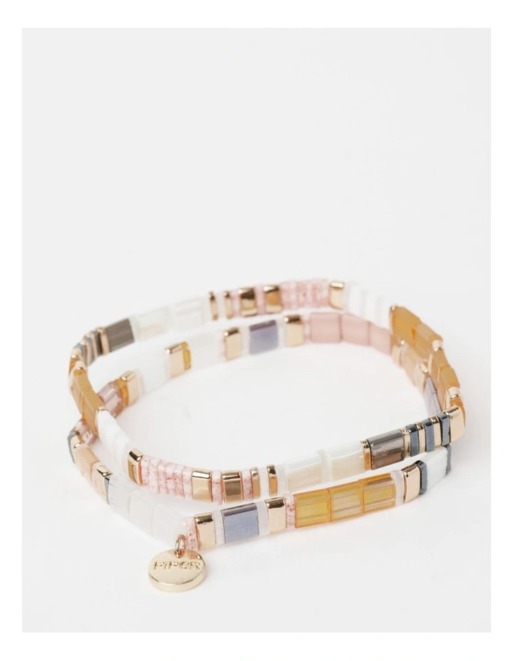 Flat Bead Bracelet 2 Pack in Assorted