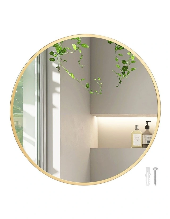 Wall Mirror Round Bathroom Decor 50cm in Gold