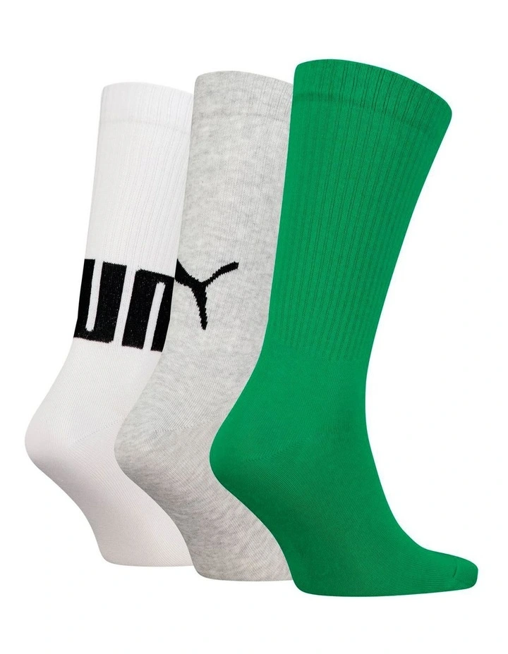 Big Logo Sports Crew Socks 3 Pack in Green Combo
