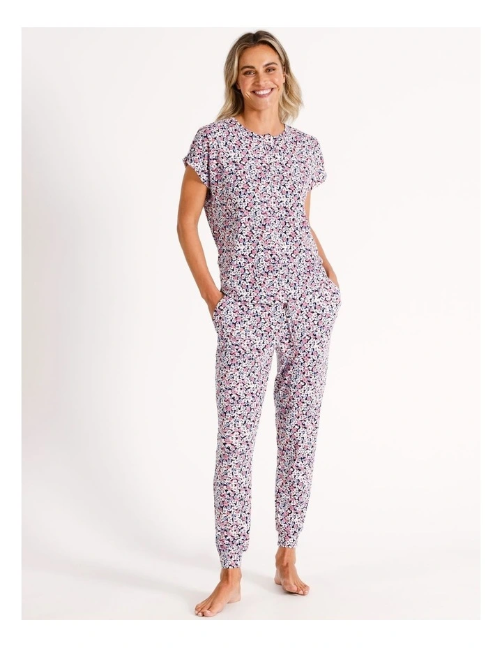 PVE Placket Pant in Navy Floral