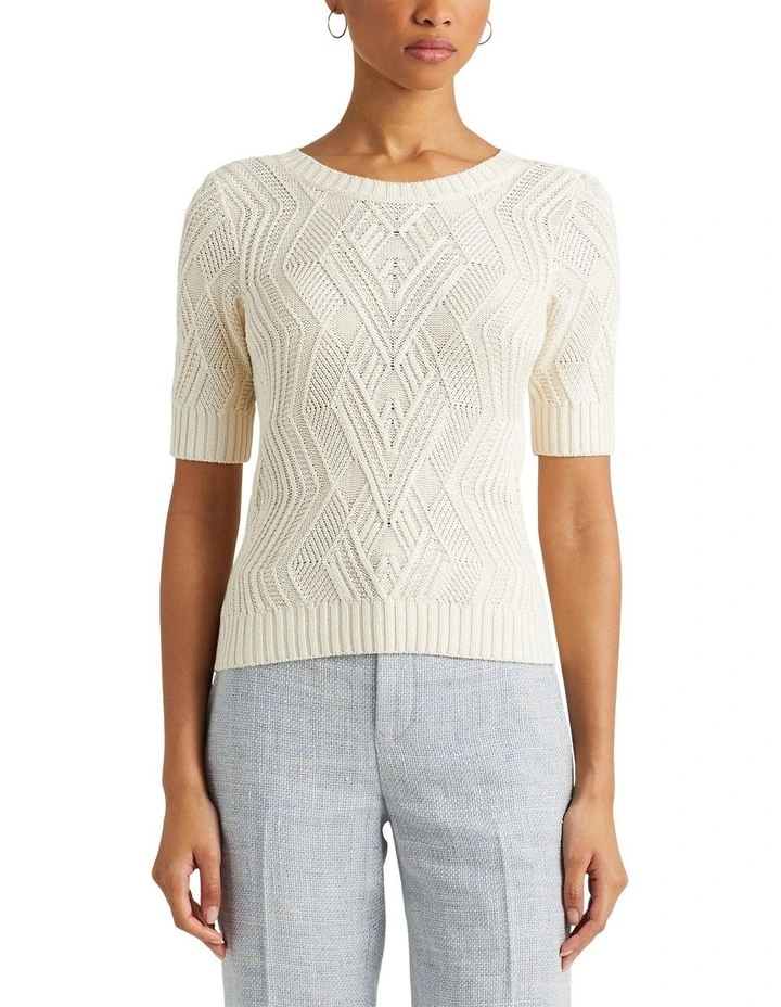 Cotton-Blend Sweater in Natural