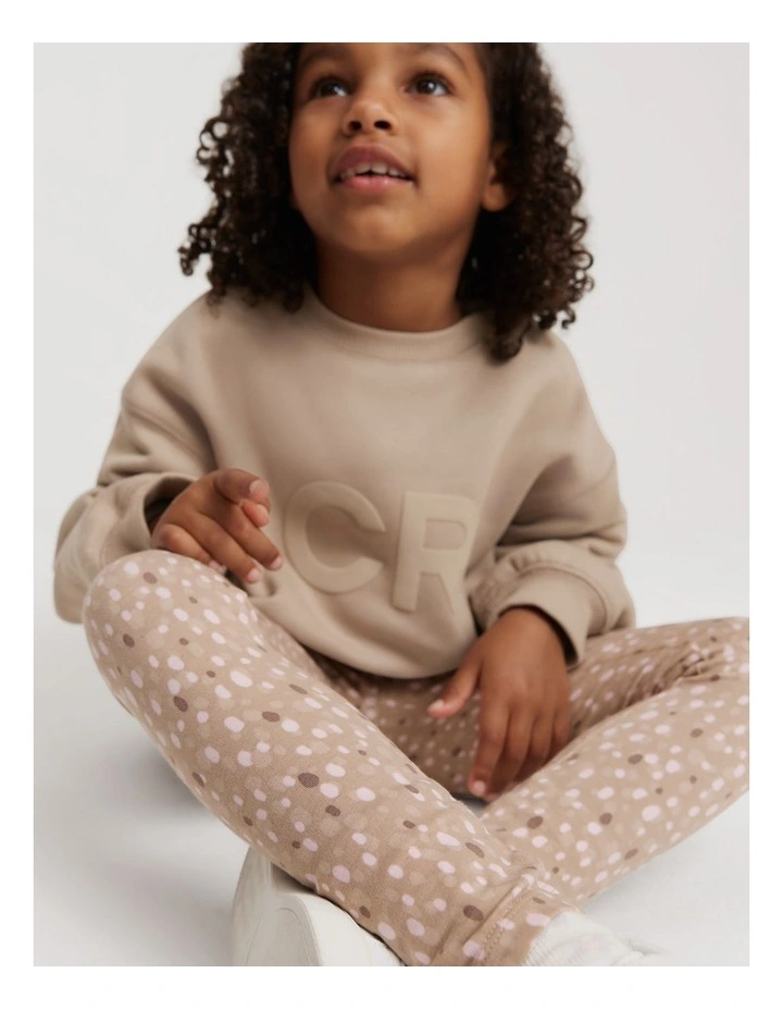 Organically Grown Cotton Blend Animal Legging in Mushroom