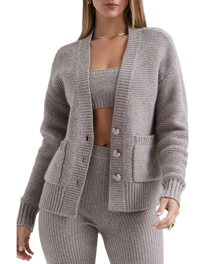 Alara Chunky Natural Wool Cardigan in Barley