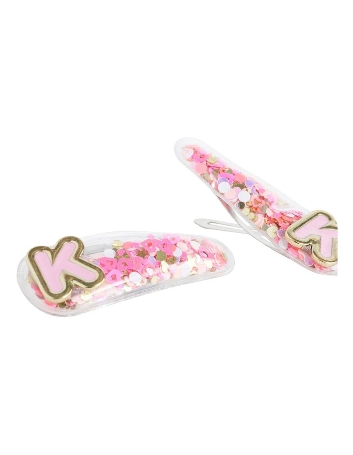 Initial "K" Confetti Snap Clips in Multi