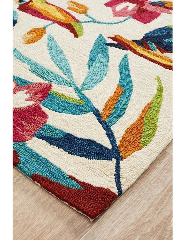 Copacabana Toucan Tropical Indoor Outdoor Rug Cream