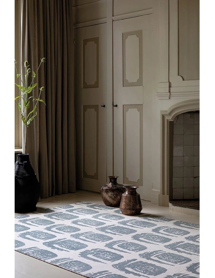 Woodblock Rug 163001 in Grey