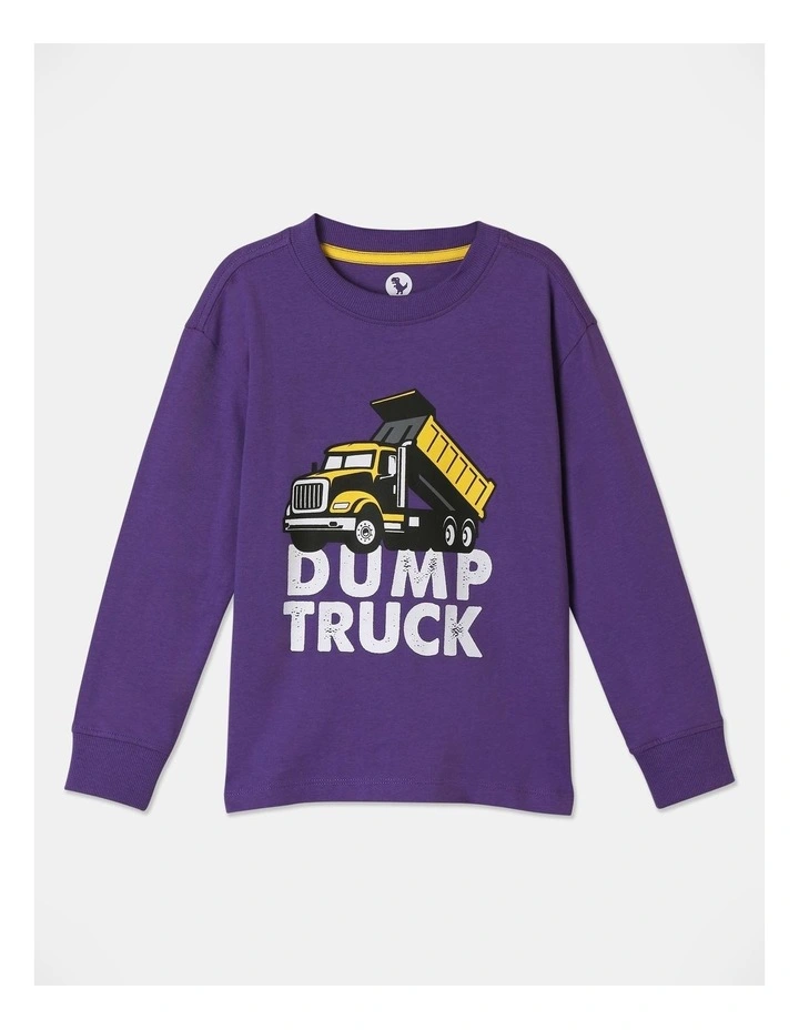 Essentials Long Sleeve Printed T-Shirt in Purple