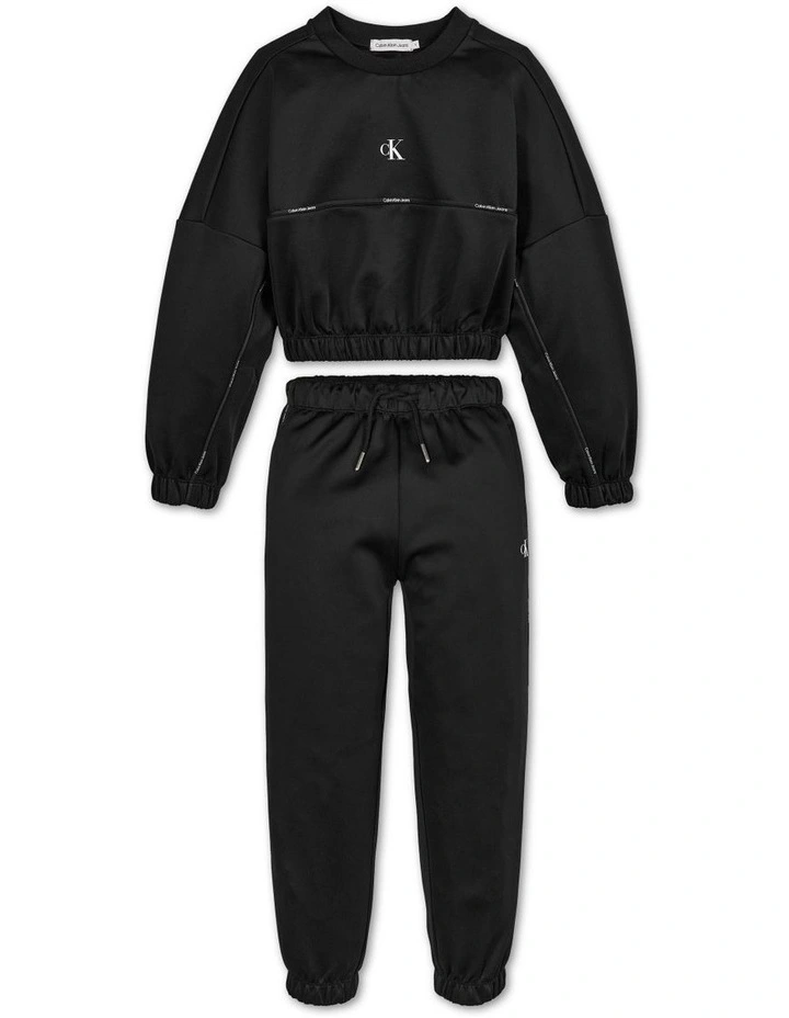 Logo Tape Sweatshirt and Pant Set in Ck Black
