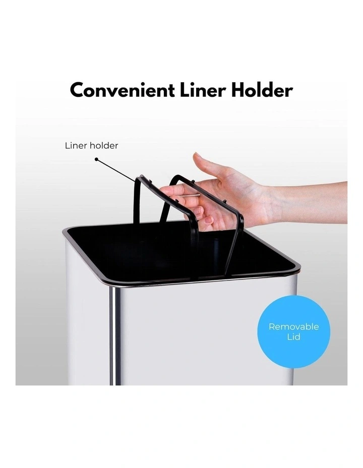 Motion Sensor Rubbish Bin 50L Narrow Square in Black