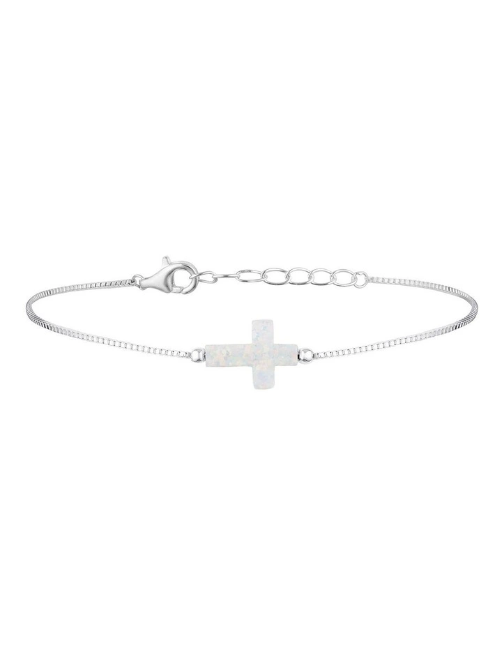 SS Mini Cross Fine Bracelet-White