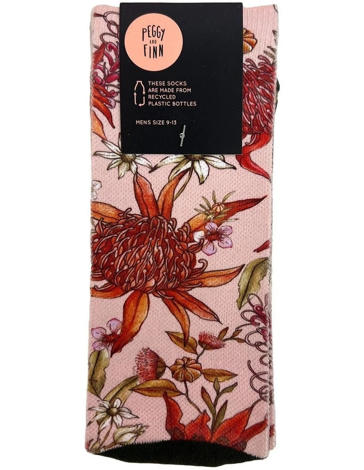 Recycled Polyester Botanical Socks in Pink