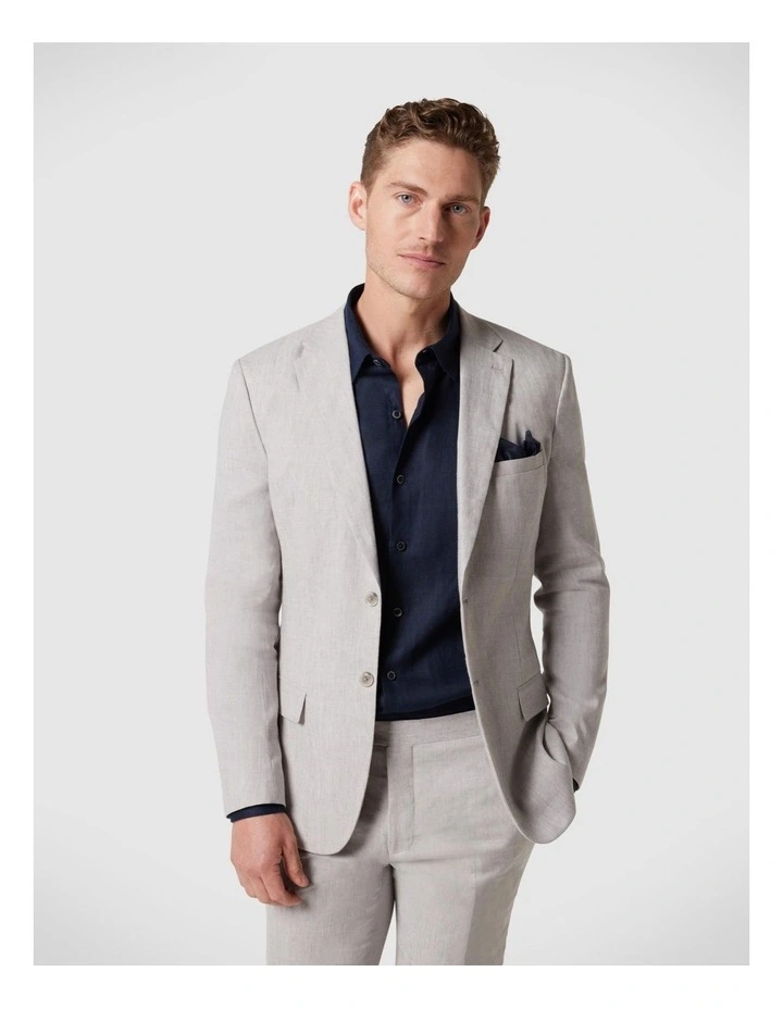 Slim Stretch Tailored Suit Jacket in Light Grey