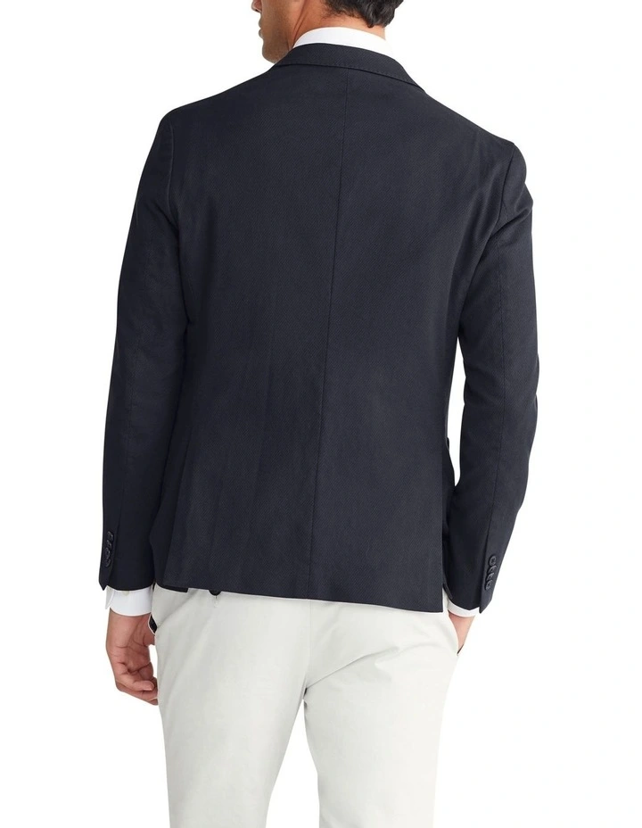 Slim Text Plain Suit Jacket in Blue