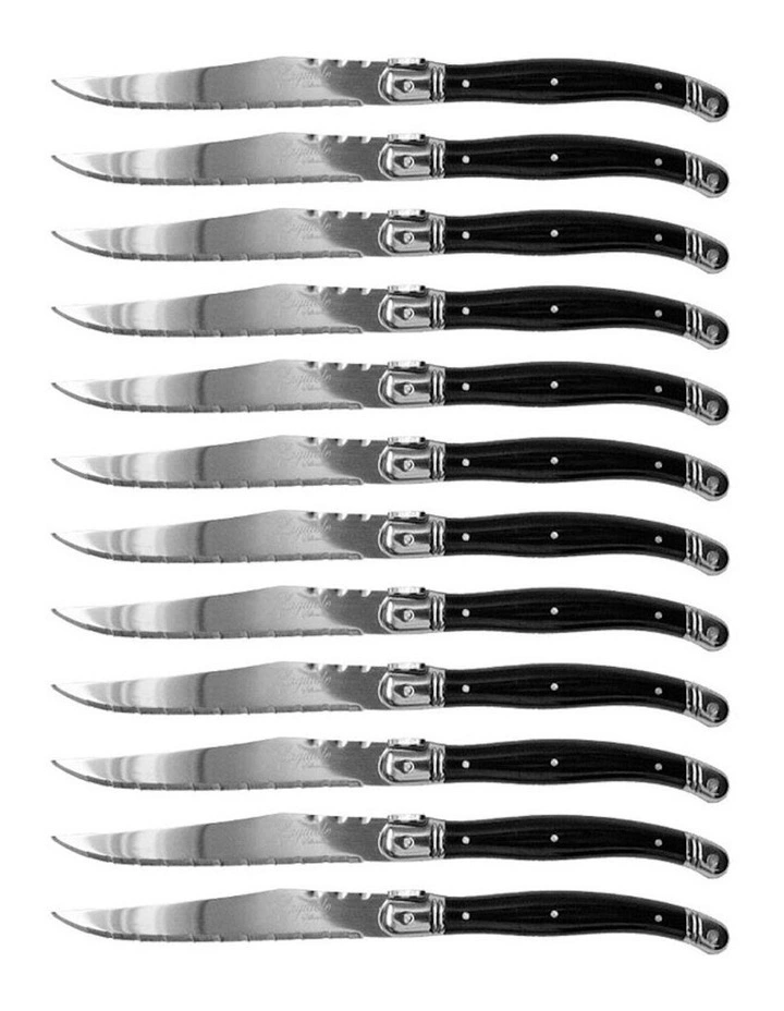 Stainless Steel Steak Knife Set 12 Pack 23.5cm in Black