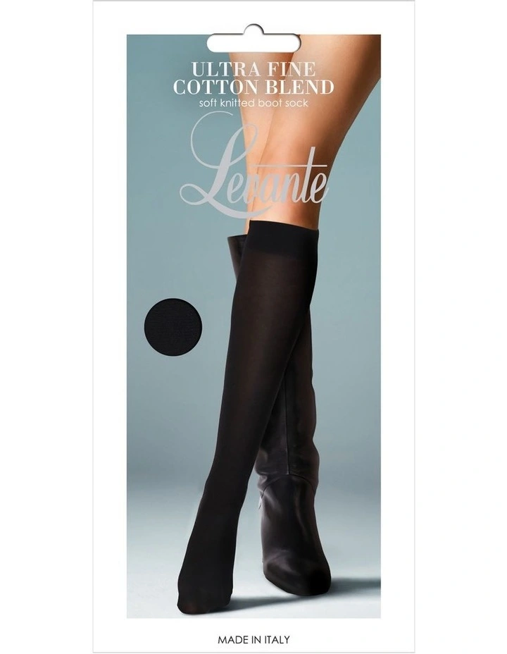Ultra Fine Cotton Knee High Sock in Black