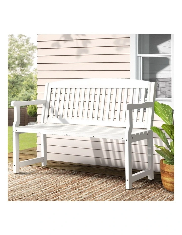 2-Seater Wooden Garden Bench in White