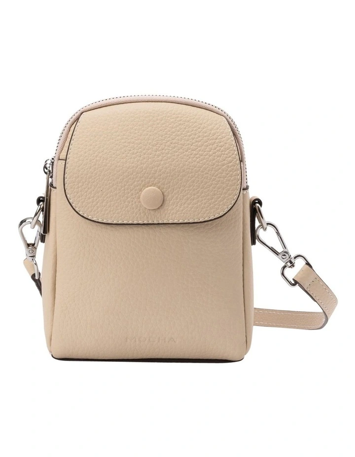 Miranda Leather Phone Crossbody Bag in Cream