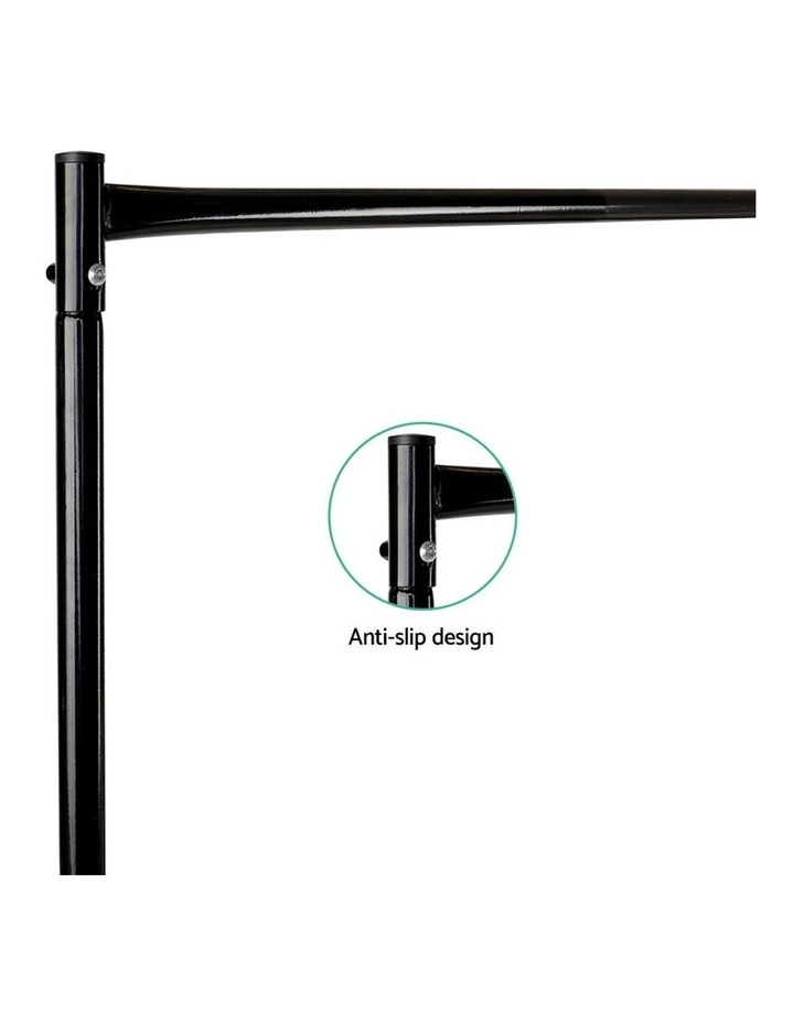 6Ft Metal Garment Display Rail Black
