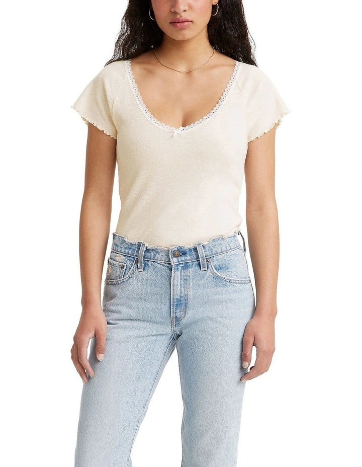 Dry Goods V-Neck Tee in Sugar Swizzle