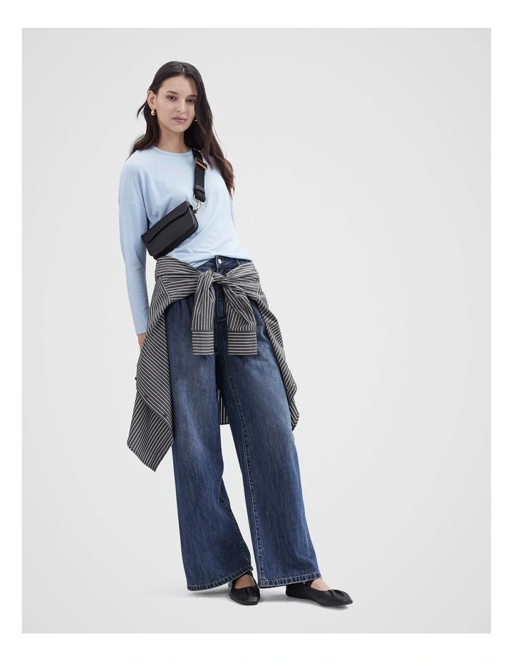 Cosy Long Sleeve Tee in Smoke Blue