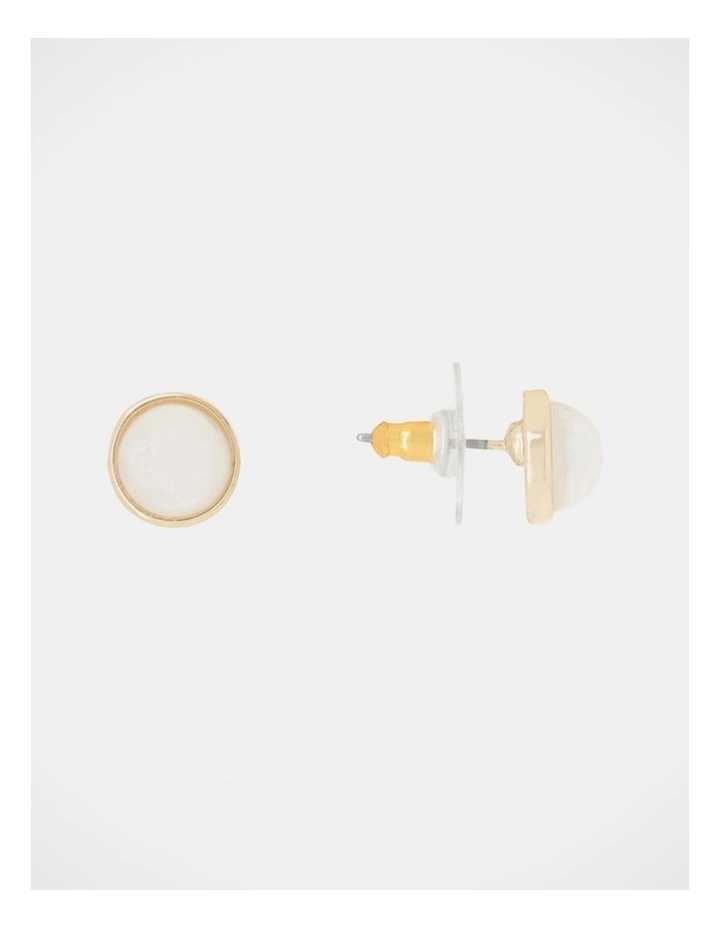 Set Pearl Gold Stud Earrings in Gold/Ivory