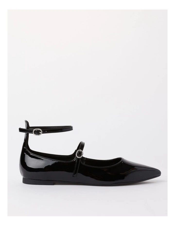 Emma Flat Shoes in Black Patent